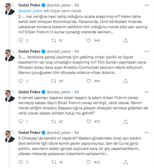 Ve Sedat Peker suskunluğunu bozdu Binali Yıldırım ın oğlu Erkam