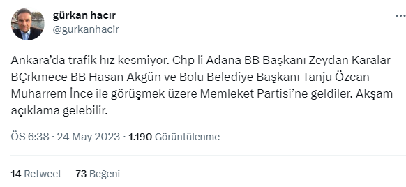 CHP li Zeydan Karalar ve Tanju Özcan Muharrem İnce ile görüşmek üzere